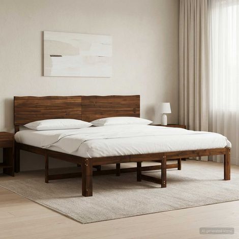 vidaXL Cama doble con cabecero ROSTOCK Marrón Oscuro 200 x 200 cm (1/5)