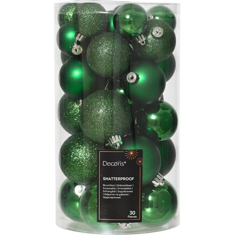 Set 30 palline di natale infrangibili mix finiture D 6 cm verde brillante Peraga Christmas