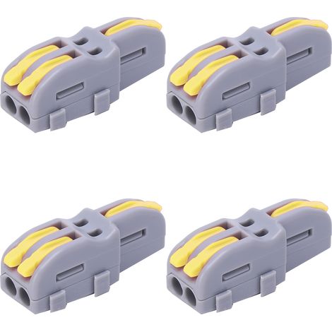 Connecteur électrique 20 pièces, répartiteur de câble en T 1 entrée 2 sorties, borne rapide à poussoir SPLF12A, jaune, sans soudure (1/5)