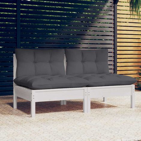 Canapé fixe 2 places de jardin Canapé relax - Banc de jardin avec coussins anthracite Bois de pin BV459472 - BonneVie (1/5)
