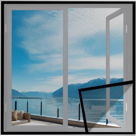 Moustiquaire noire pour fenêtre de balcon 60 x 70 cm, installation facile, protège des insectes, mouches et moustiques (1/5)