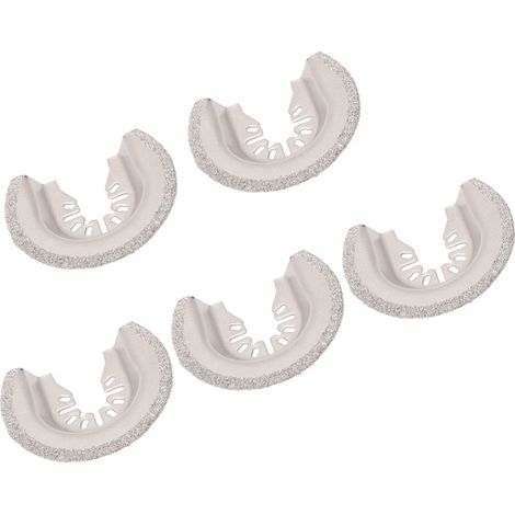 Set aus 5 universellen oszillierenden Diamant-Hartmetall-Sägeblättern zum Entfernen von Fliesen, Fliesenfugen, Beton und Mauerwerk. (1/5)