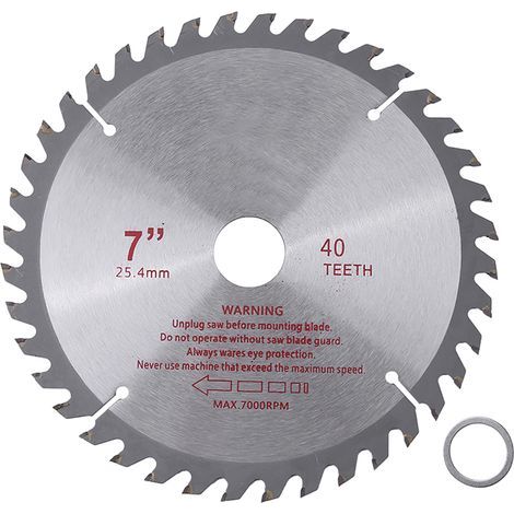7-Zoll-Kreissägeblatt aus Hartmetall mit 40 Zähnen für Holzbearbeitung, 25,4 mm Bohrung (1/5)