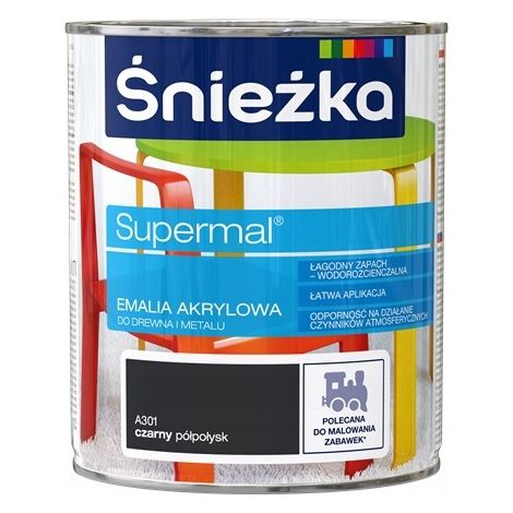 Supermal Acryl-Emaille für Holz und Metall A301 Schwarz seidenmatt 0,8 l (1/2)