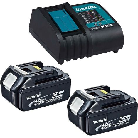 2 x Genuine Makita 18V 5.0Ah LXT Lithium Battery BL1850 + DC18SD 240v Charger (1/5)