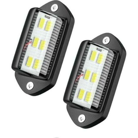 RHG 2PCS LED Eclairage Plaque Immatriculation étanche 6 SMD LED Feux Arrière Lampe de Plaque d’Immatriculation pour 12V/ 24V Camion Camionnette Remorque Voiture Véhicule Caravane