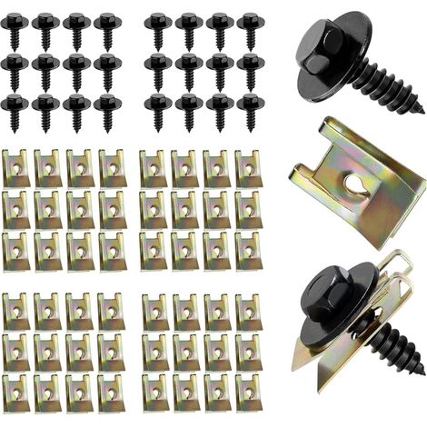 Kit di fissaggio da 60 pezzi con clip e viti per la protezione del sottoscocca del motore, viti per carrozzeria, clip in plastica per parafanghi e pannelli interni delle portiere.