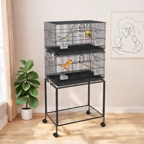 Cage pour oiseaux negro en acero PP 77 x 46 x 164 cm (1/5)