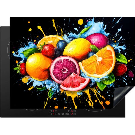 PROTECTION PLAQUE INDUCTION Fruit - Graffiti - coloré - orange - fraise - abstrait Couvre Plaque De Cuisson 71x52 cm (1/5)