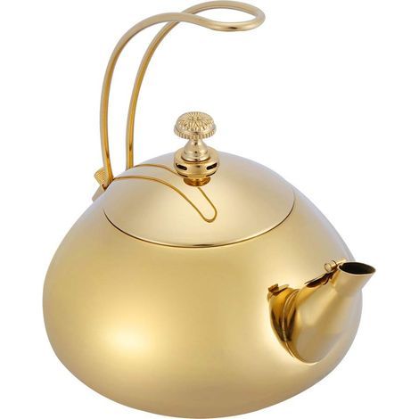 Théière Classique En Acier Inoxydable 1,5 L Avec Filtre à Feuilles De Thé En Vrac Doré (1/4)