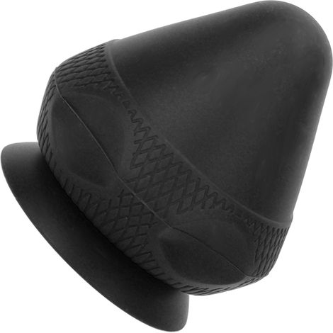 Balle de massage en silicone noir, absorbante et de haute qualité, finitions soignées. Aérodynamique et ergonomique, elle est idéale pour un massage manuel. (1/5)
