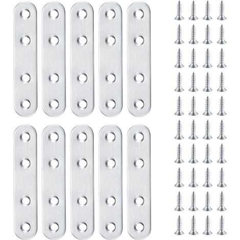 20 Stück Metall-Flachhalterung, Metallhalterung, Edelstahl-Flachverbinder, flache Eckhalterungen, flache gerade Befestigungshalterung, Montagebeine für Stühle, Holzmöbel (80 x 17 mm)
