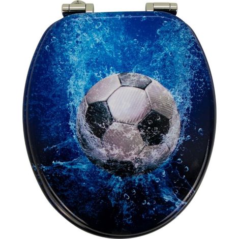 Sedile wc copri vater universale frizionato fantasia in mdf chiusura rallentata fantasia football - confezione 1