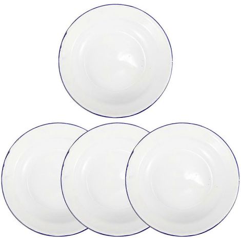 Set mit 4 bruchsicheren Emaille-Tellern, Serviertablett, Salat- oder Pastateller (1/5)