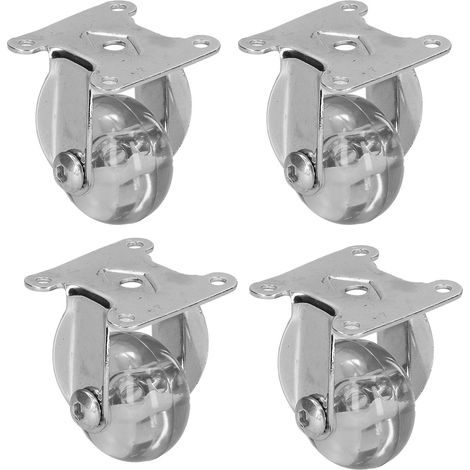 Ensemble de 4 roulettes industrielles robustes, roulettes transparentes, accessoires de roulement