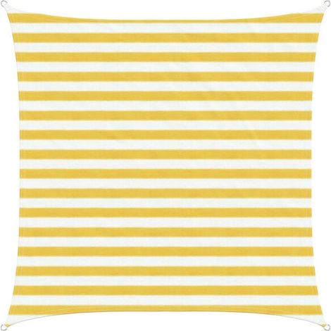 Voile d'ombre jaune et blanc 2 x 2 m HDPE - Voile d'ombrage protection solaire anti-UV jardin terrasse extérieur (1/5)