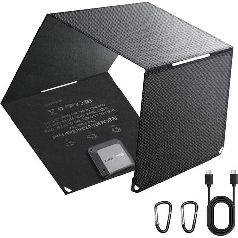Panneau Solaire Portable 30W, USB-C et USB-A Ports, Ultra-Compact IP68 25.4% Efficacité, Pliable Ultra-Léger 0.5kg, ETFE Imperméable IP68, USB-C PD + USB-A QC3.0, Camping Randonnée Voyage (1/5)