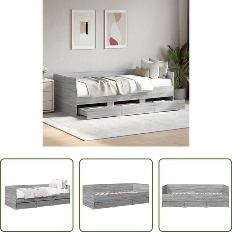 Schlafsofa - Tagesbett mit Schubladen ohne Matratze Grau Sonoma 90x200 cm (1/5)