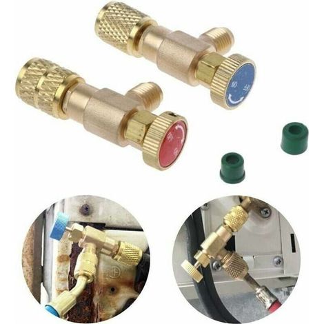 Soupape de sécurité pour recharge frigorifique – 2 pièces, raccord rapide compatible R410A et R22, adaptateur professionnel climatisation (1/5)