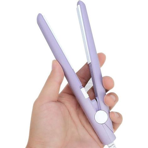 Mini lisseur à cheveux, mini lisseur en céramique format voyage, outil de lissage pour cheveux raides et bouclés (violet) (1/5)