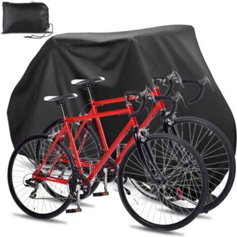 Housse Velo, 210D Oxford Housse Velo Exterieur Protection pour 2 Vélos, Bache Velo Exterieur avec Serrure-Trous & Sac de Rangement, pour VTT et Vélo de Route, 200x70x110cm