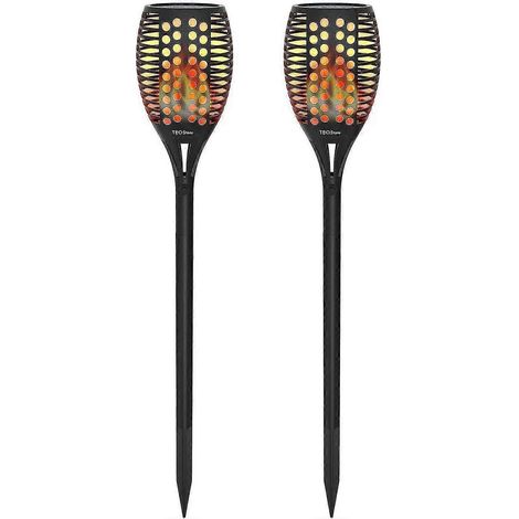 Lampes solaires de jardin - Torches à 96 LED effet flamme vacillante - Allumage/extinction automatique - Étanche IP65 (1/5)
