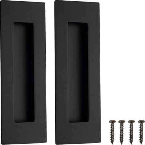 Poignées de porte coulissantes encastrées Malimali (lot de 2), en acier inoxydable, 150 mm, pour portes escamotables, portes de placard, portes de grange (noir mat).