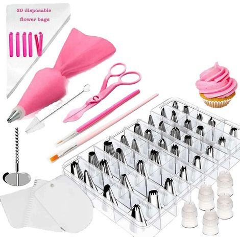 Kit de décoration de gâteaux 83 pièces avec douilles et poches à pâtisserie, set de fournitures de cuisson pour cupcakes et biscuits (1/5)