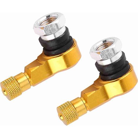 Convient aux bouchons de valve de pneu de moto plaqués or à 90 degrés, lot de 2, 11,3 mm, aluminium. (1/5)