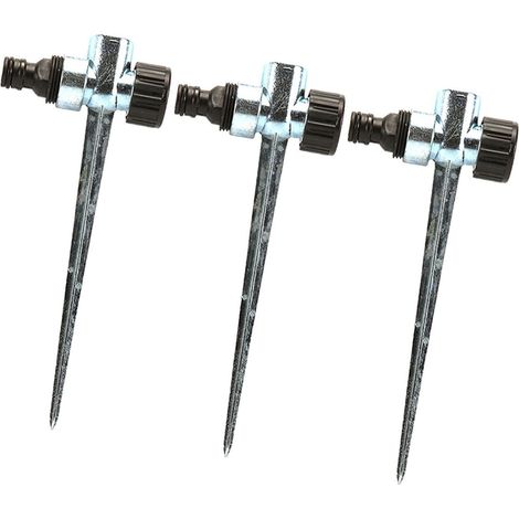 Piquet D’arroseur de Jardin 3 Pièces en Alliage de Zinc Argenté Pointe à Insérer au Sol, Support Robuste, Pulvérisation Multifonction pour Arrosage (1/5)
