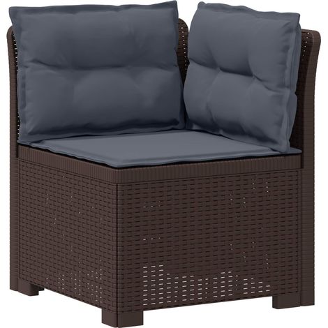 vidaXL Sillón Individual de Jardín con Cojines Apariencia de Ratan PP (1/2)