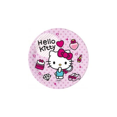 Piatti di carta Hello Kitty, 23 cm, 8 pezzi