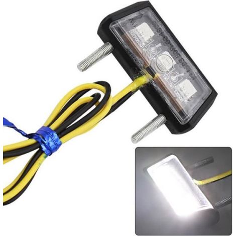 Feu Arrière LED - Plaque D'immatriculation Moto - Pour Mini Moto - 6 x 4,7 cm - 12 V - Blanc - 1 Pièce (1/4)