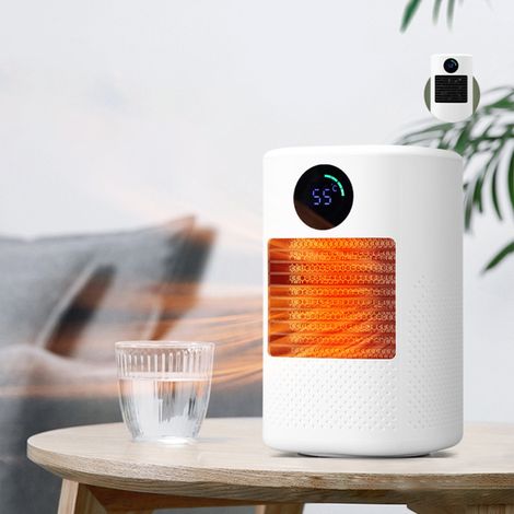 Mini chauffage silencieux pour maison, radiateur électrique de bureau 3 vitesses, réglage de température, arrêt programmé (1/5)