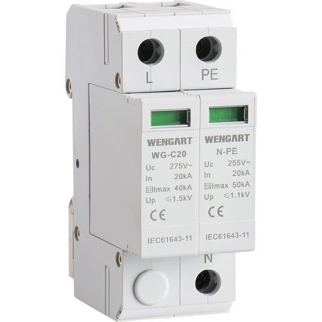 Parafoudre Secteur AC 275V - Type 2 (1P+NPE) - Courant de Décharge 20-40kA - Protection Surtension Foudre pour Tableaux Électriques TT/TN - Module Débrochable - Montage Rail DIN (1/5)