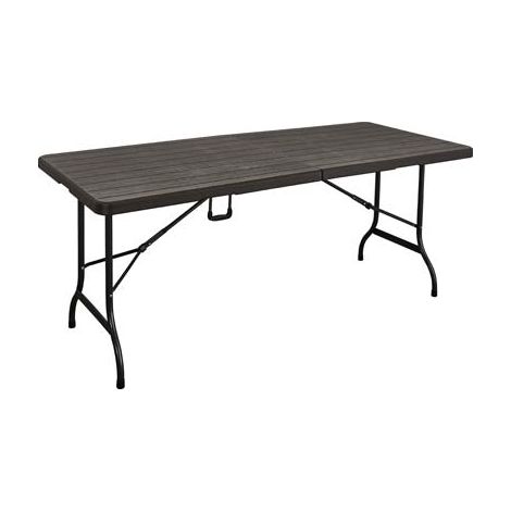 TAVOLO WOOD DOMUS  HDPE MARRONE/ACCIAIO CM 180X75 H.CM 74