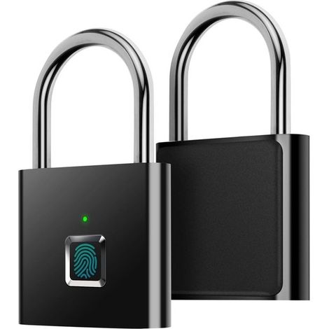 Cadenas à empreinte digitale ultra-léger, rechargeable par USB, ouverture par simple pression d'un bouton, sans application ni Bluetooth, idéal pour la salle de sport, les casiers et les vélos. (1/5)