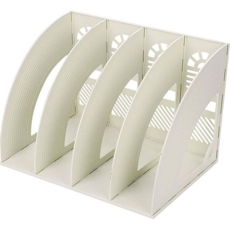 Rangement Bureau Organisateur de Bureau Table en Plastique 4 Compartiments DIY Porte-revues Magazines Casier de Stockage Support pour Papier A4 Document Dossier Magazine Cahier CD Livre (1/5)