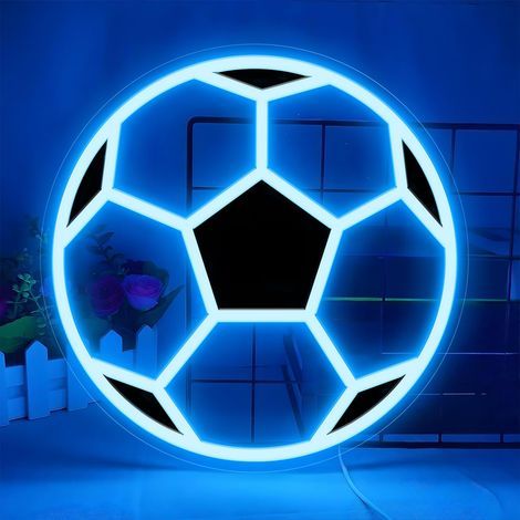 Neon-Fußballschild: dimmbare LED-Beleuchtung, USB-Anschluss, leuchtende Sportdekoration, ideal für Teenager- (Jungen- und Mädchen-) und Kinderzimmer (1/5)