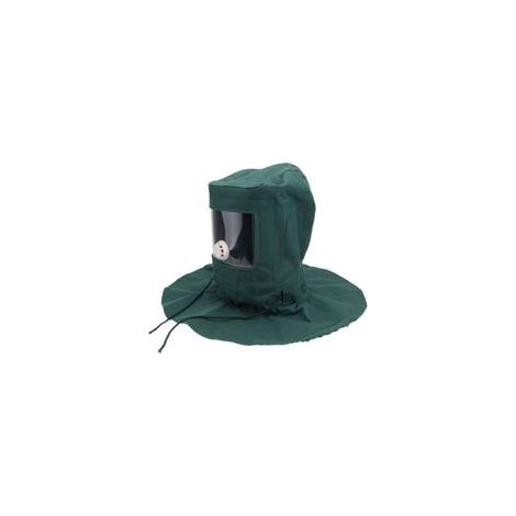 Casco profesional para chorro de arena con ventilación integrada: inoxidable, duradero y ergonómico para trabajos pesados.
