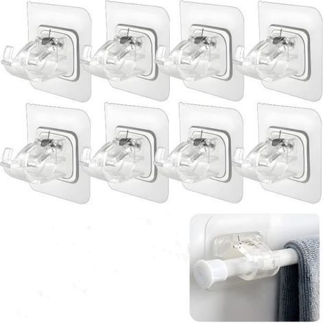(Transparente) Gardinenstangenhalterung – Kein Bohren erforderlich – 8er-Pack – Transparent – Elegantes Design – Einfache Montage (1/4)