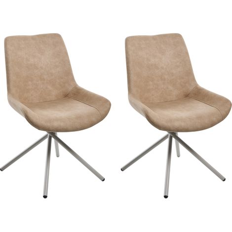Conjunto de 2 sillas de comedor patas de araña de hierro tapicería de gamuza sintética beige Hailey (1/5)