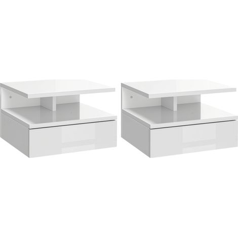 Set di due comodini sospesi lucidi - bianchi - IROVAMI