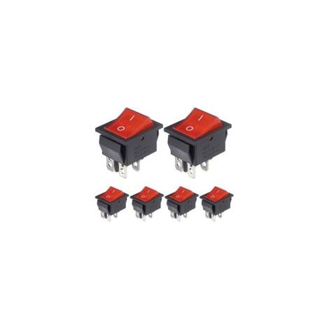 Interruttore a bilanciere a 4 pin, interruttori a bilanciere ON/OFF a 2 posizioni, 16A 250VAC, 20A 125VAC, luce rossa, interruttore a pulsante ON/OFF (6 pezzi) - Crezuo