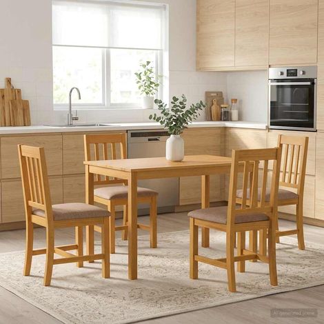 vidaXL Tavolo da pranzo 110 x 75 x 75 cm Legno di Quercia Massello (1/5)