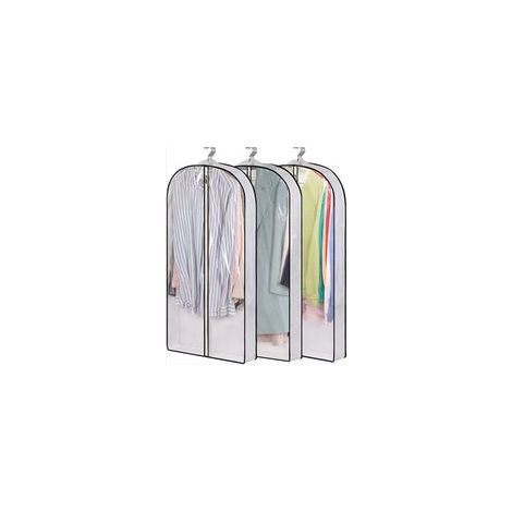 Lot de 3 housses de vêtements transparentes, résistantes aux , avec fermeture éclair pour chemises, costumes et manteaux.