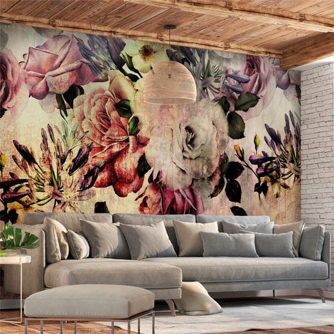 Papier peint Nostalgia Flowers - 400 x 280 cm (1/4)
