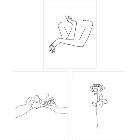 Ensemble de 3 toiles abstraites modernes et épurées (30 x 40 cm) à suspendre au mur pour la maison (1/5)