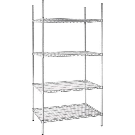 Etagère en kit à 4 niveaux en fil métallique, zinc galvanisé, taille : 1830 x 915 x 610 mm, charge maximale 160 kg, kit d'étagères polyvalentes, facile à assembler, U256 (1/5)