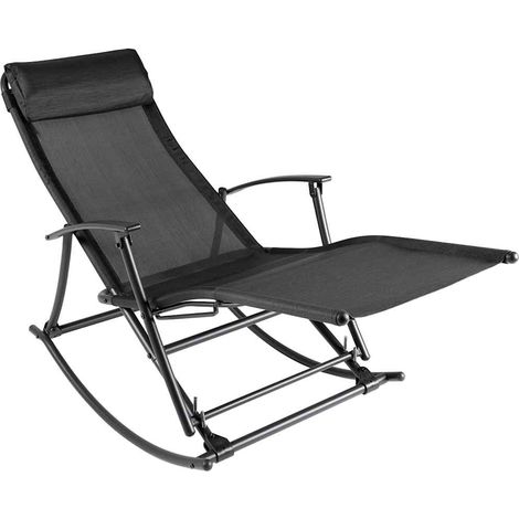 Chaise à bascule de jardin - Chaise d'extérieur pour terrasse/jardin Acier et textilène Noir BV807057 - BonneVie (1/5)